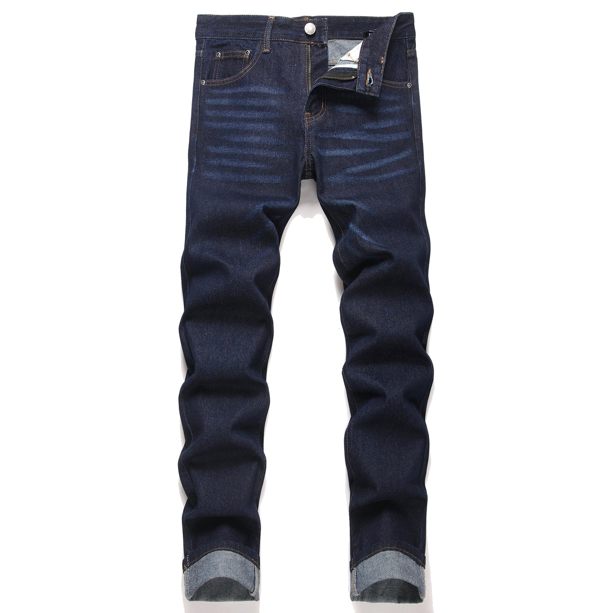 OIIIO Men's Ripped Slim Fit Straight Leg Jean Denim Pant