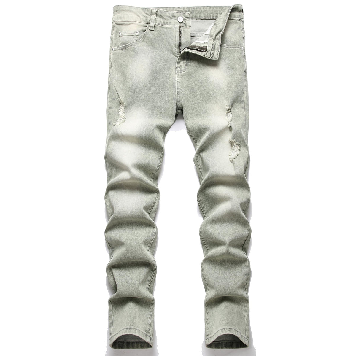 LZLER Mens Ripped Jeans,Distressed Destroyed Slim Fit Straight Leg Denim Pant with Holes