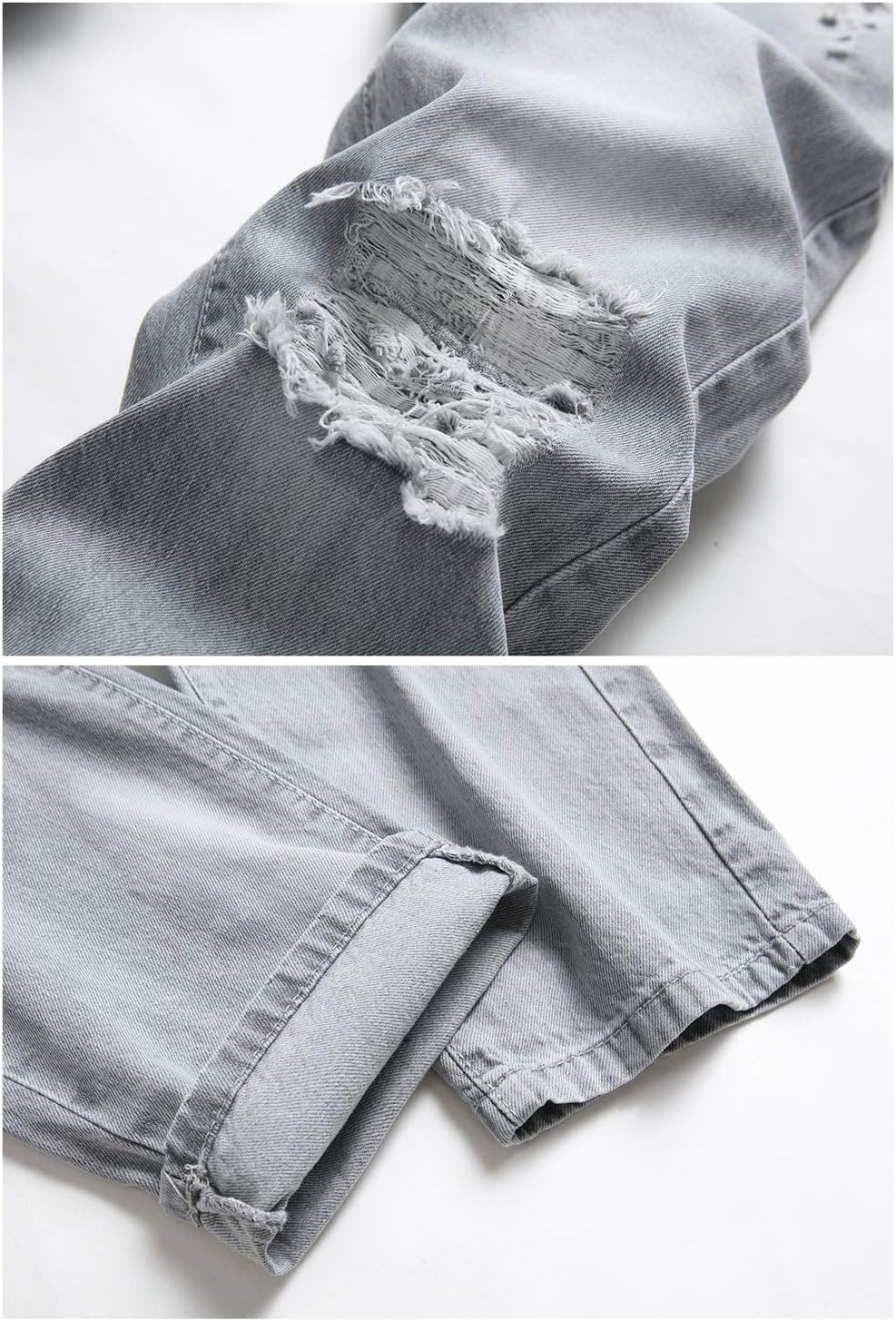 LZLER Mens Ripped Jeans,Distressed Destroyed Slim Fit Straight Leg Denim Pant with Holes