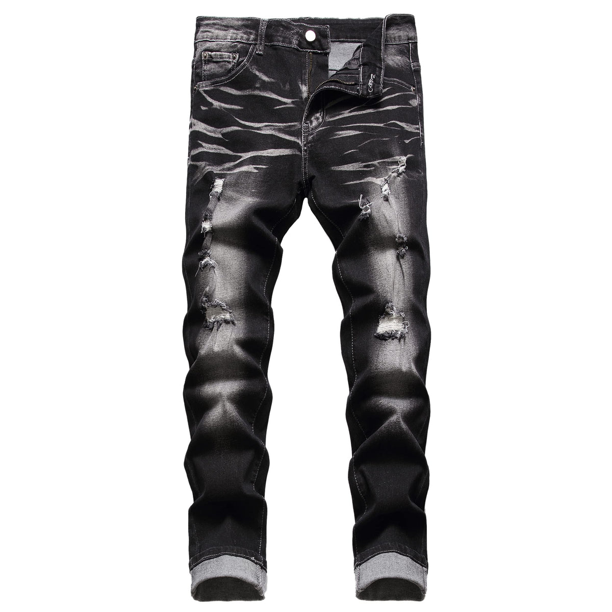 JUNBAOSS Men's Slim Fit Stretch Jeans Ripped Skinny Jeans for Men, Distressed Straight Leg Fashion Comfort Flex Waist Pants