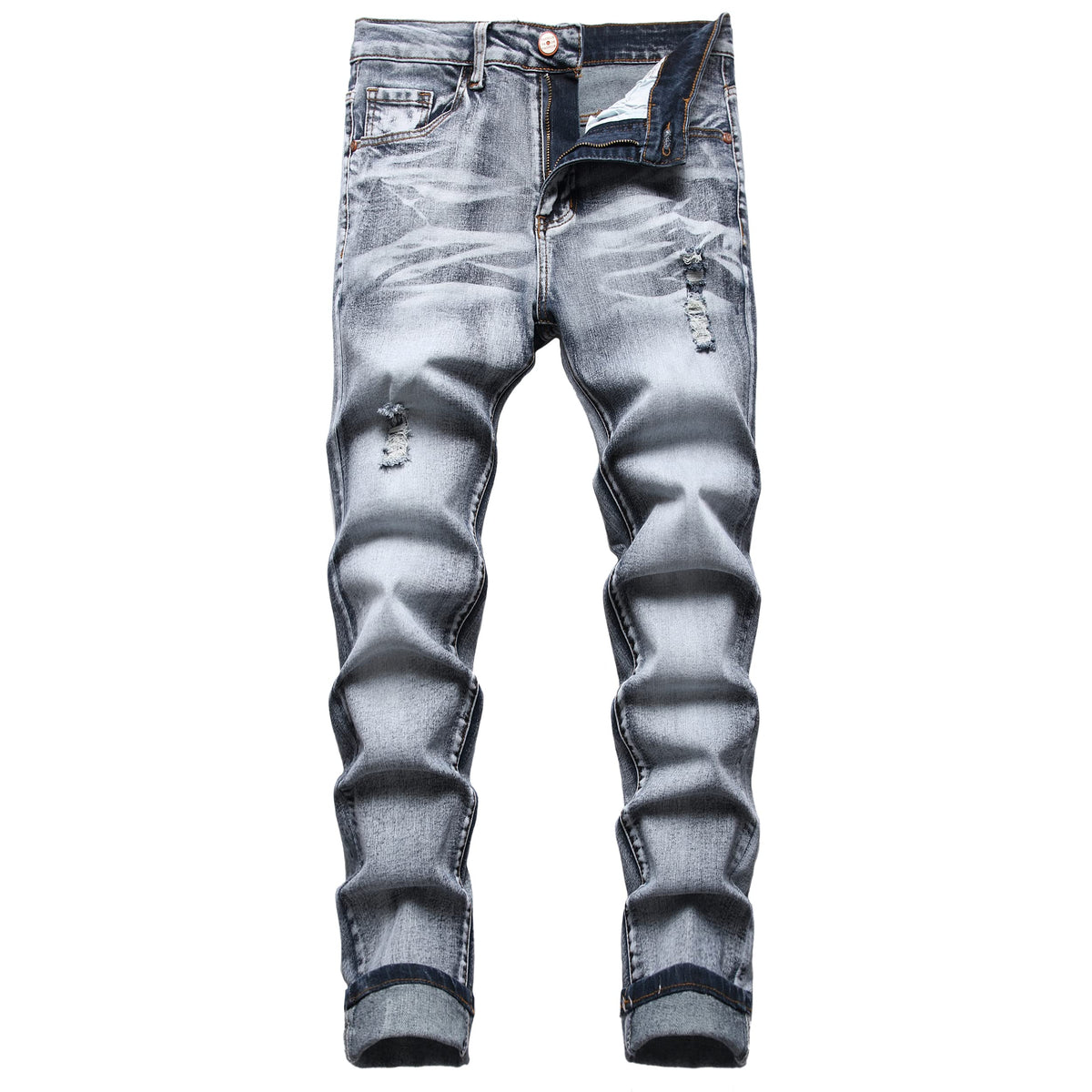 JUNBAOSS Men's Slim Fit Stretch Jeans Ripped Skinny Jeans for Men, Distressed Straight Leg Fashion Comfort Flex Waist Pants