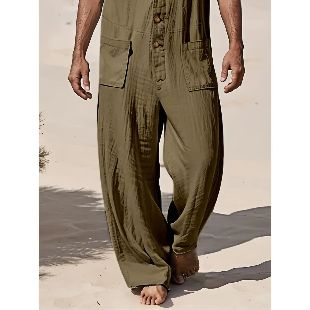 Mens Leisure Linen Jumpsuit