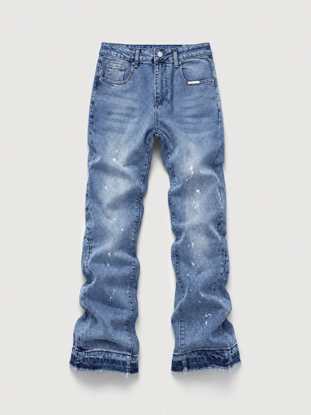 Men's Micro Flare Jeans, Loose-Fitting Button Fly Denim Pocket, Solid Color Y2K Streetwear Style, All-Season Wear, Washed Fabric, Patchwork Design, Hip Hop Jeans