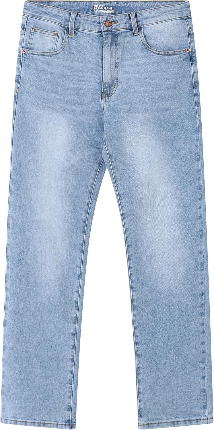 MZNBURAM Men's Stretch Regular Fit Straight-Leg Jeans - Cowboy Cotton Fashion Comfort Flex Waist Denim Pants