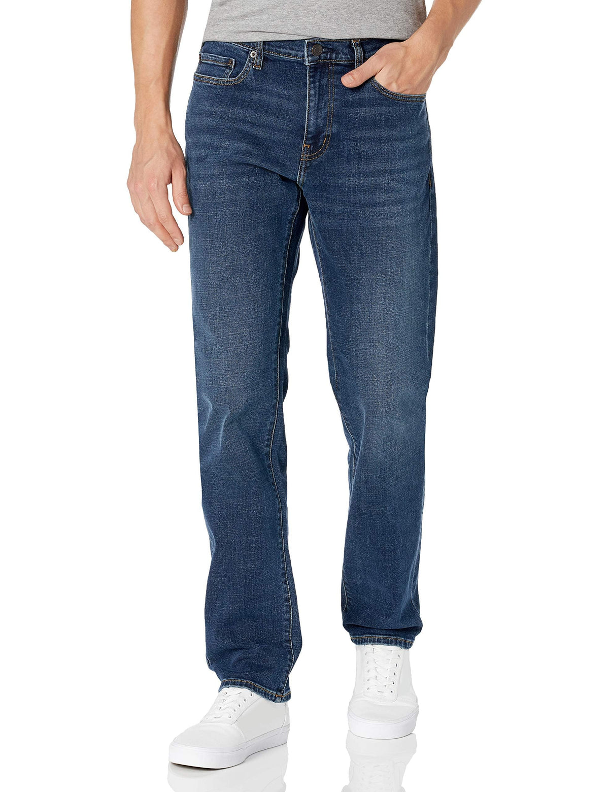 Amazon Essentials Men's Straight-Fit Stretch Jean, Light-Stretch Denim