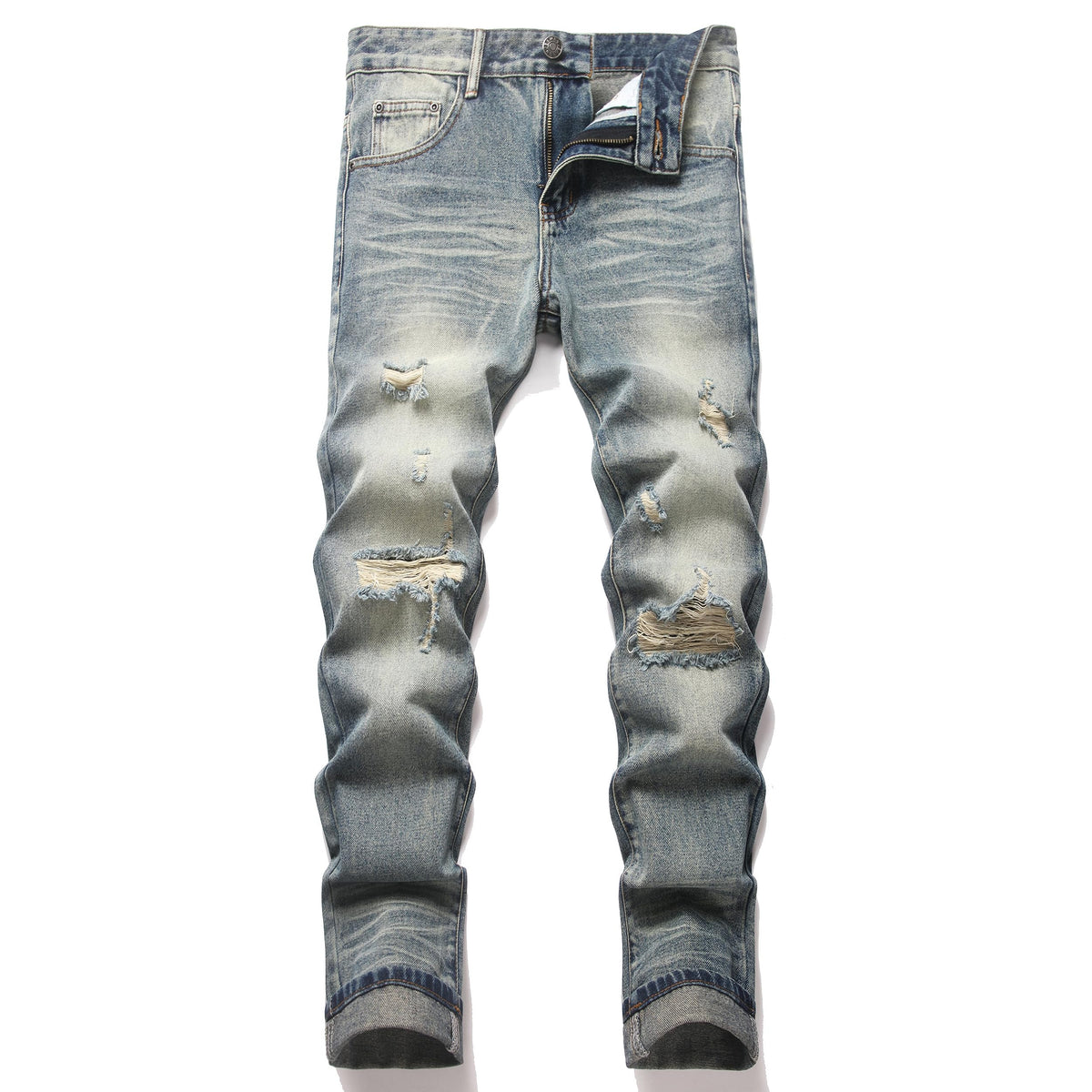 AITITIA Men's Ripped Regular Fit Jeans