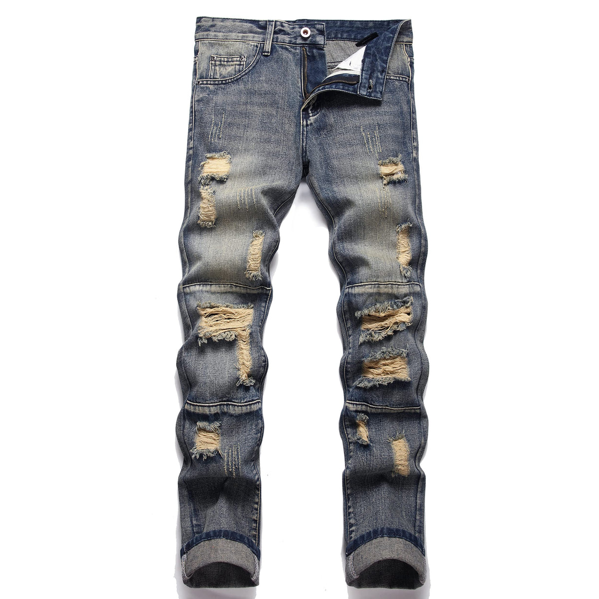 AITITIA Men's Ripped Regular Fit Jeans