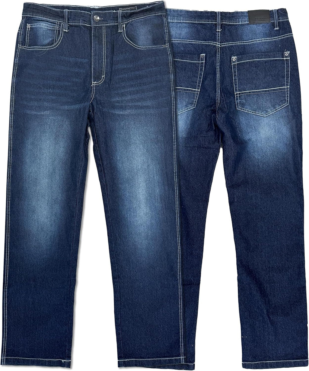 Southpole Mens Mid Rise Stretchable Straight Relaxed Fit Cross Hatch Denim Pants