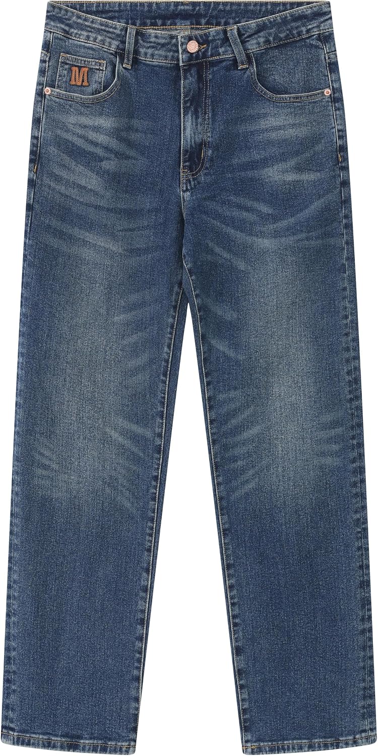 MZNBURAM Men's Stretch Relaxed Fit Straight-Leg Cotton Fashion Comfort Flex Waist Denim Pants Jeans