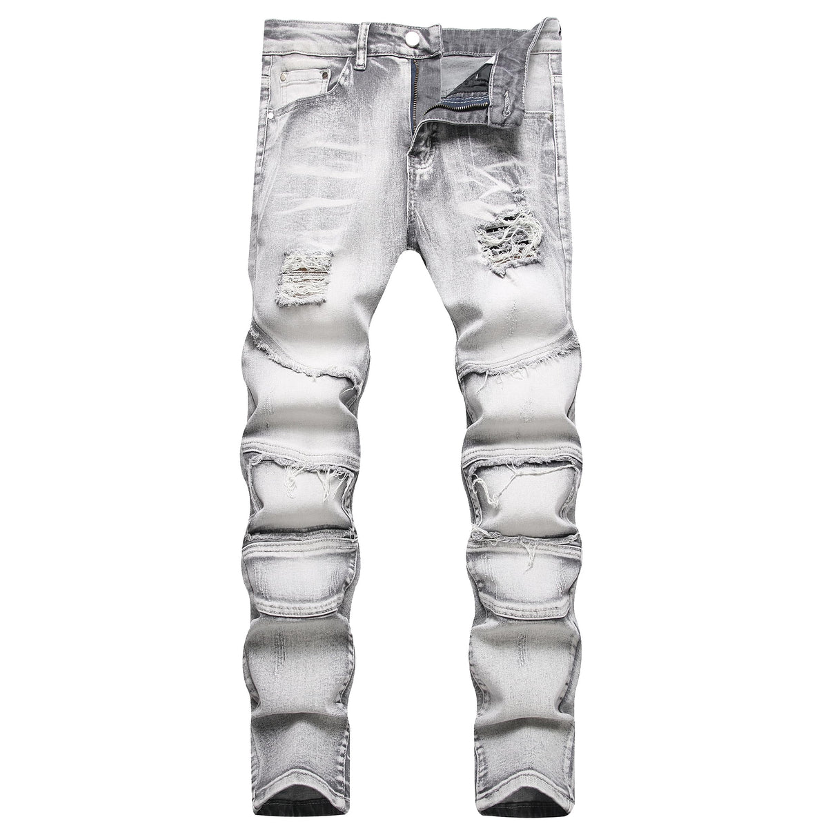 JUNBAOSS Men's Slim Fit Stretch Jeans Ripped Skinny Jeans for Men, Distressed Straight Leg Fashion Comfort Flex Waist Pants