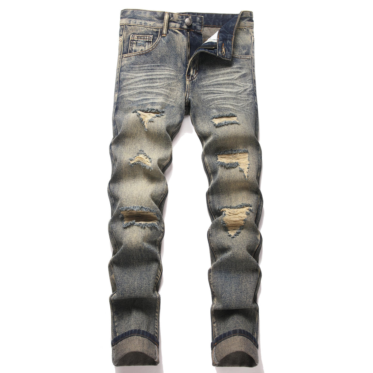 AITITIA Men's Ripped Regular Fit Jeans