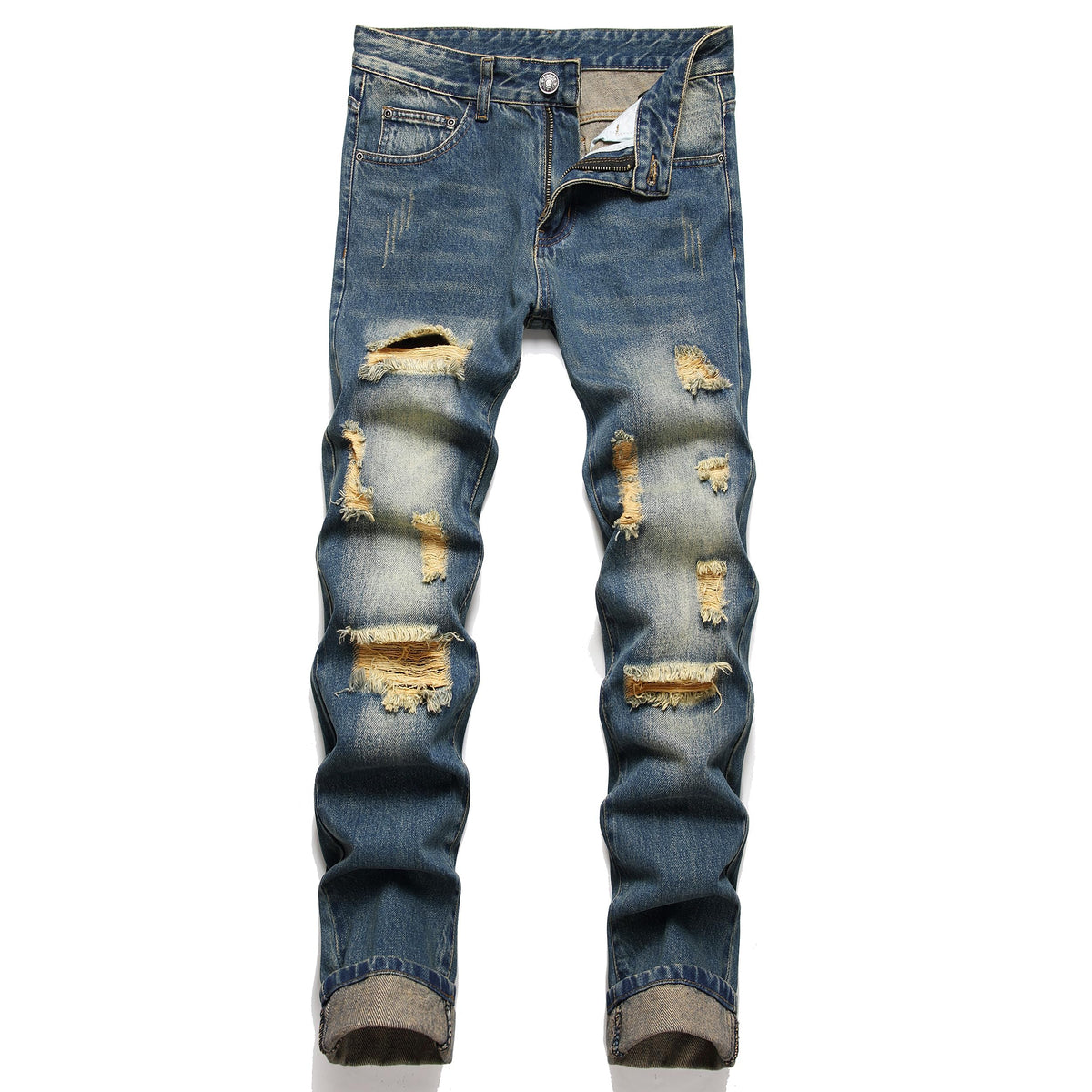 AITITIA Men's Ripped Regular Fit Jeans