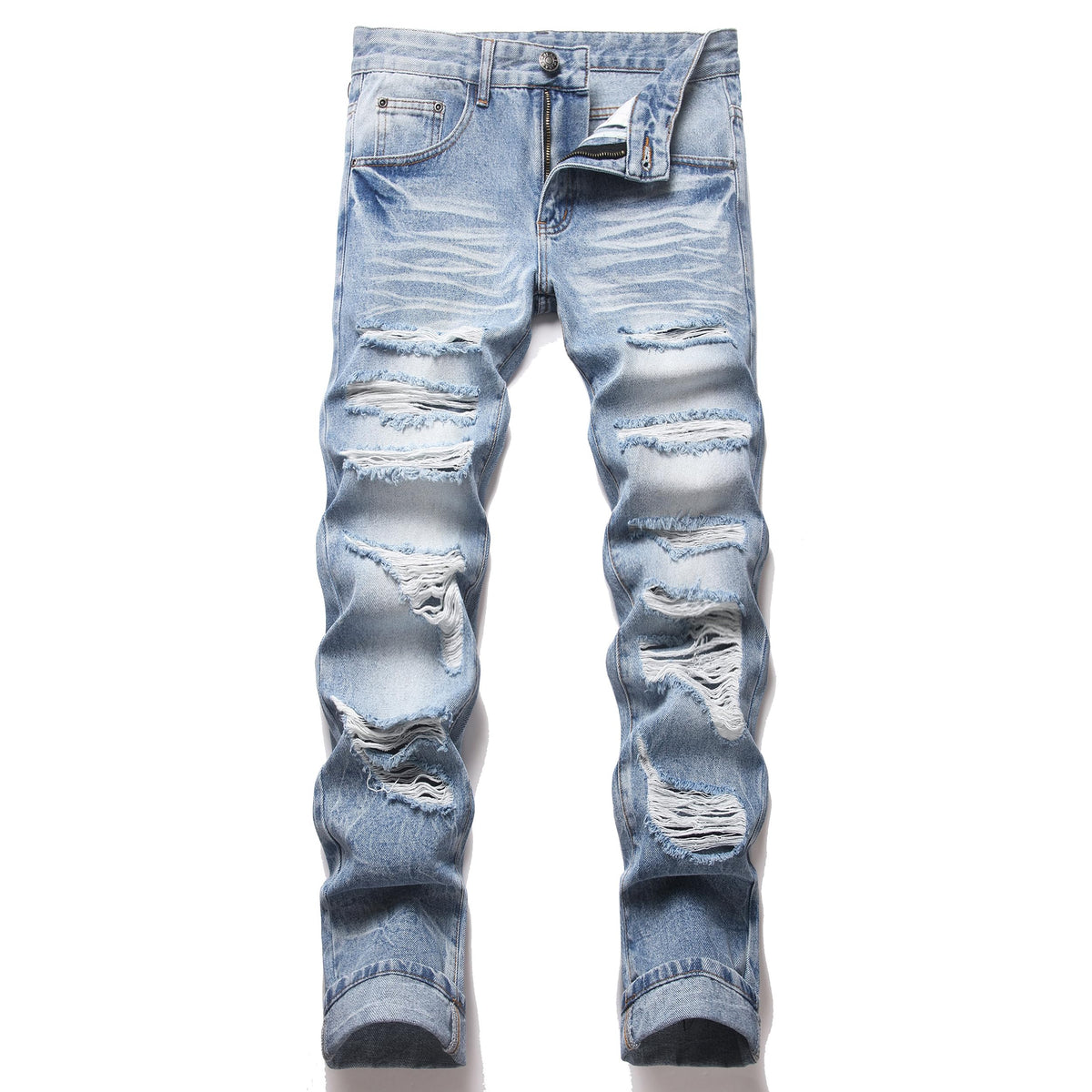 AITITIA Men's Ripped Regular Fit Jeans