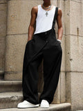 INCERUN Men's Fashion Minimalist Deconstructed One-Shoulder Solid Color Suspenders Stylish Overalls, Perfect for Casual Street Style