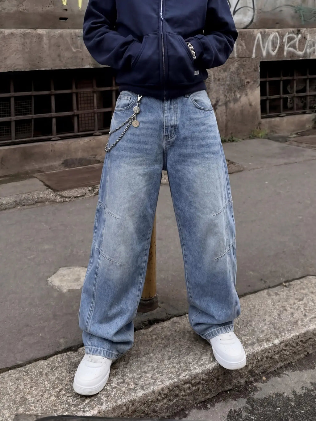 Men's Loose Fit Wide Leg Denim Jeans, Pants, Vintage Washed Button Fly, Natural Waist, Casual All-Season Streetwear, Suitable for Daily Wear