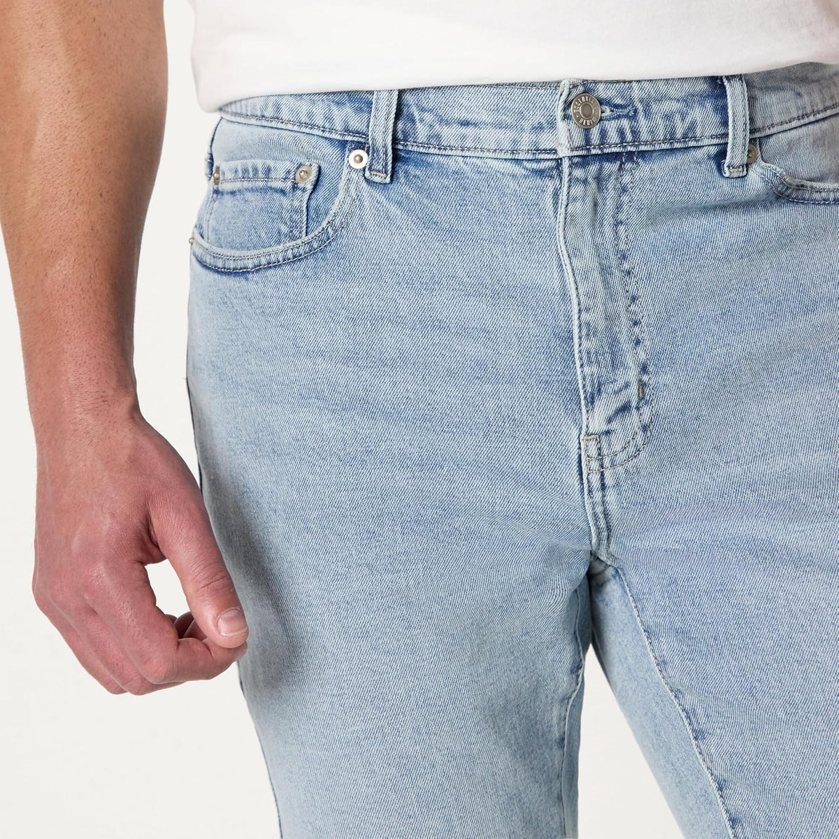 Amazon Essentials Men's Low Stretch Slim-Fit Jean, Tapered Leg, Vintage Inspired Midweight Denim