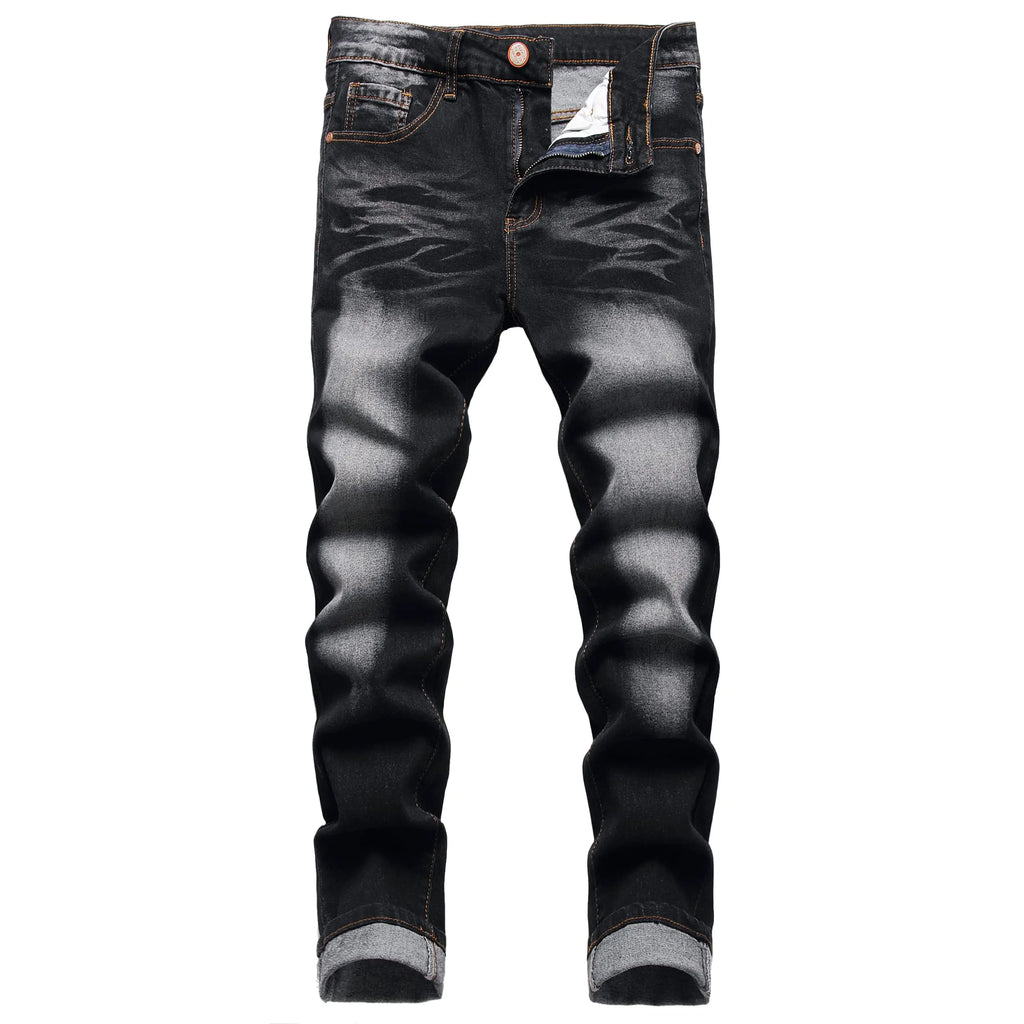 JUNBAOSS 2026 Fashion Mens Slim Fit Stretch Jeans Ripped Skinny Jeans for Men, Distressed Straight Leg Casual Comfort Flex Waist Denim Pants, Menswear Classic Street Style Cotton Fabric Jean Natural Hipster Personalized Stylish Trouser Jeans with Pockets