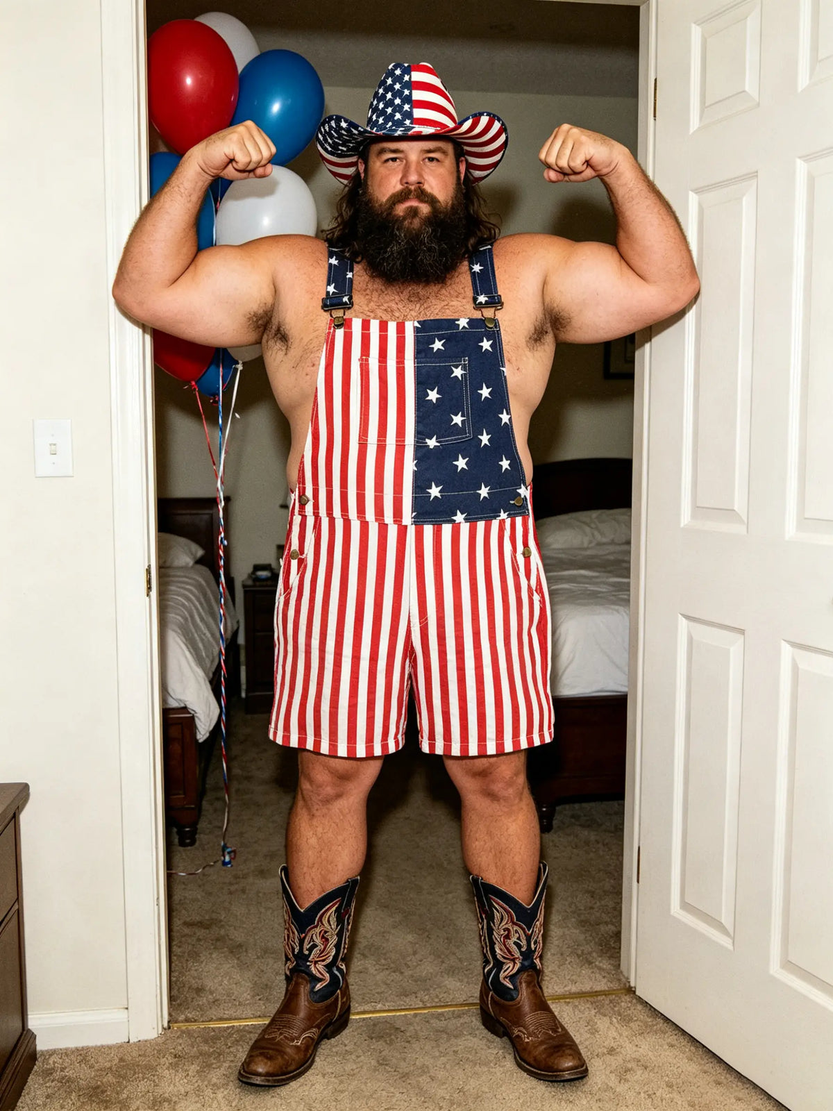 YUANBANG Plus Size 4th of July American Flag Overalls for Men USA 250th Anniversary Shorts Stretchy Denim Romper Memorial Day Coveralls Patriotic Gifts Summer Wins Wear Independence Day Jumpsuits Fashion Father's Day BBQ Outdoor Menswear