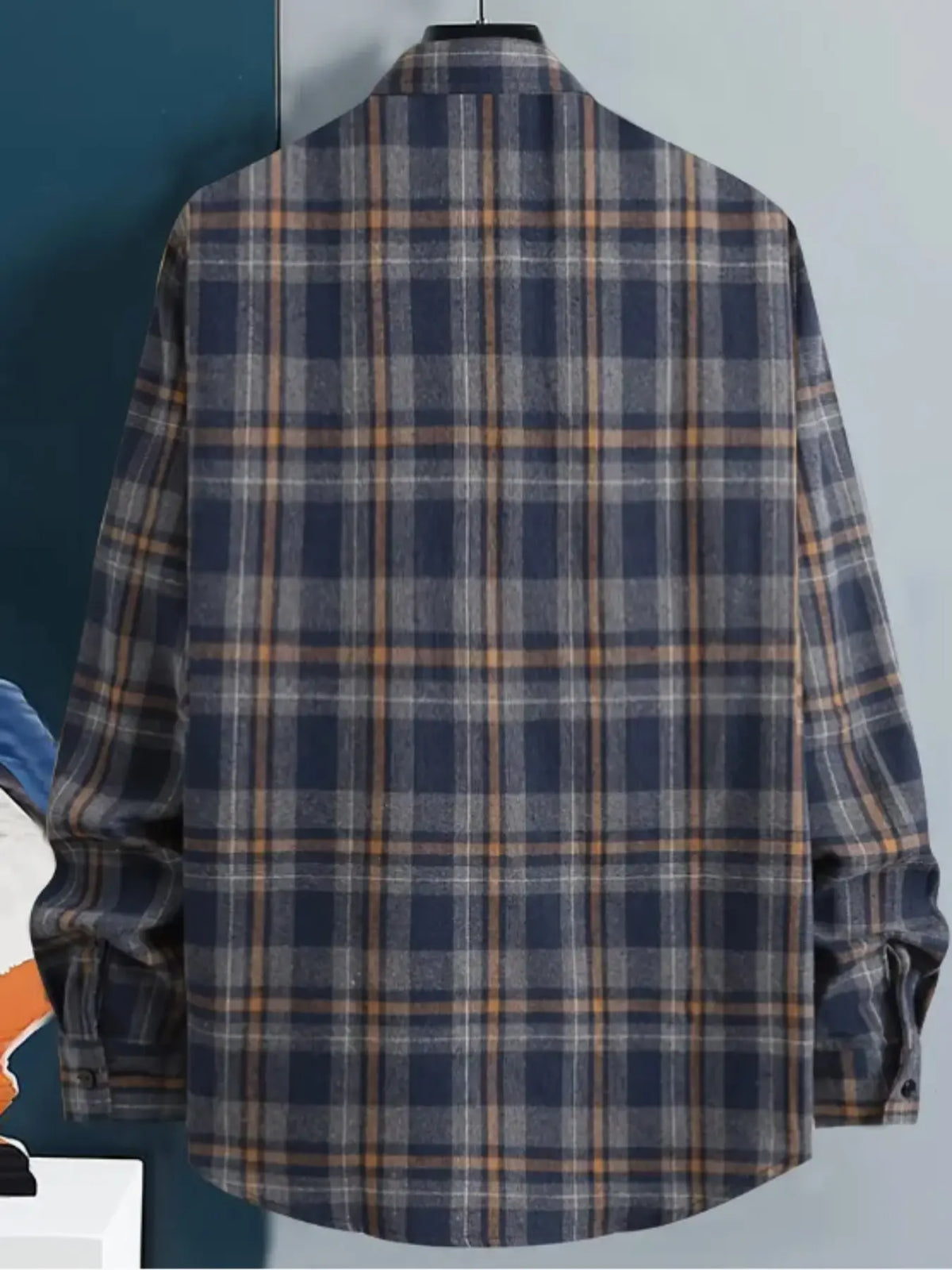 Men's Fashion Plaid Long Sleeve Button-Down Jumpsuit, Casual Workwear for Autumn, Durable and Comfortable Design