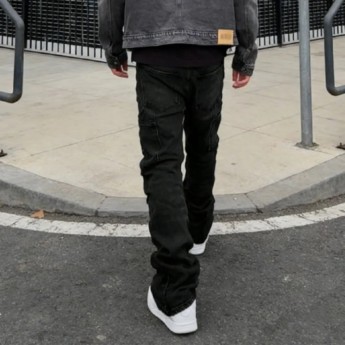 New Streetwear Men Stylish Baggy Regular Fit Jeans Men's Trousers Solid color Splice Loose Straight Casual Denim Pants Deals For You