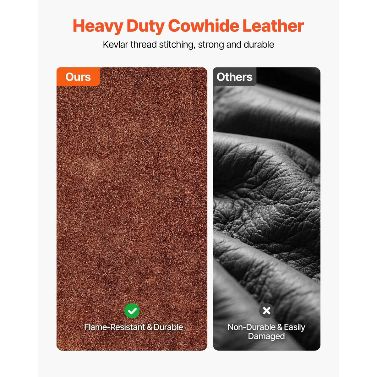 【toolupgrade】VEVOR Leather Welding Apron Split Leg, Heavy Duty Cowhide Flame Resistant Welding Pants for Men Women, Heat-Resistant Safety Apron with 3 Pockets for Woodworking, Gardening, Blacksmithing, L-Size