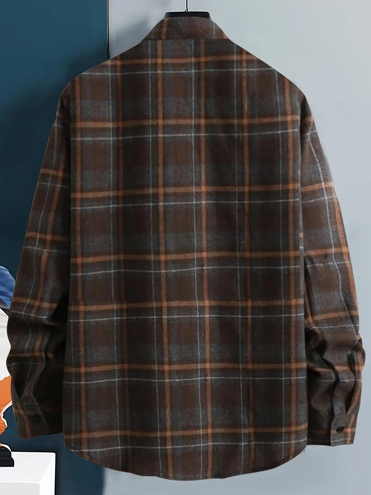 Men's Fashion Plaid Long Sleeve Button-Down Jumpsuit, Casual Workwear for Autumn, Durable and Comfortable Design