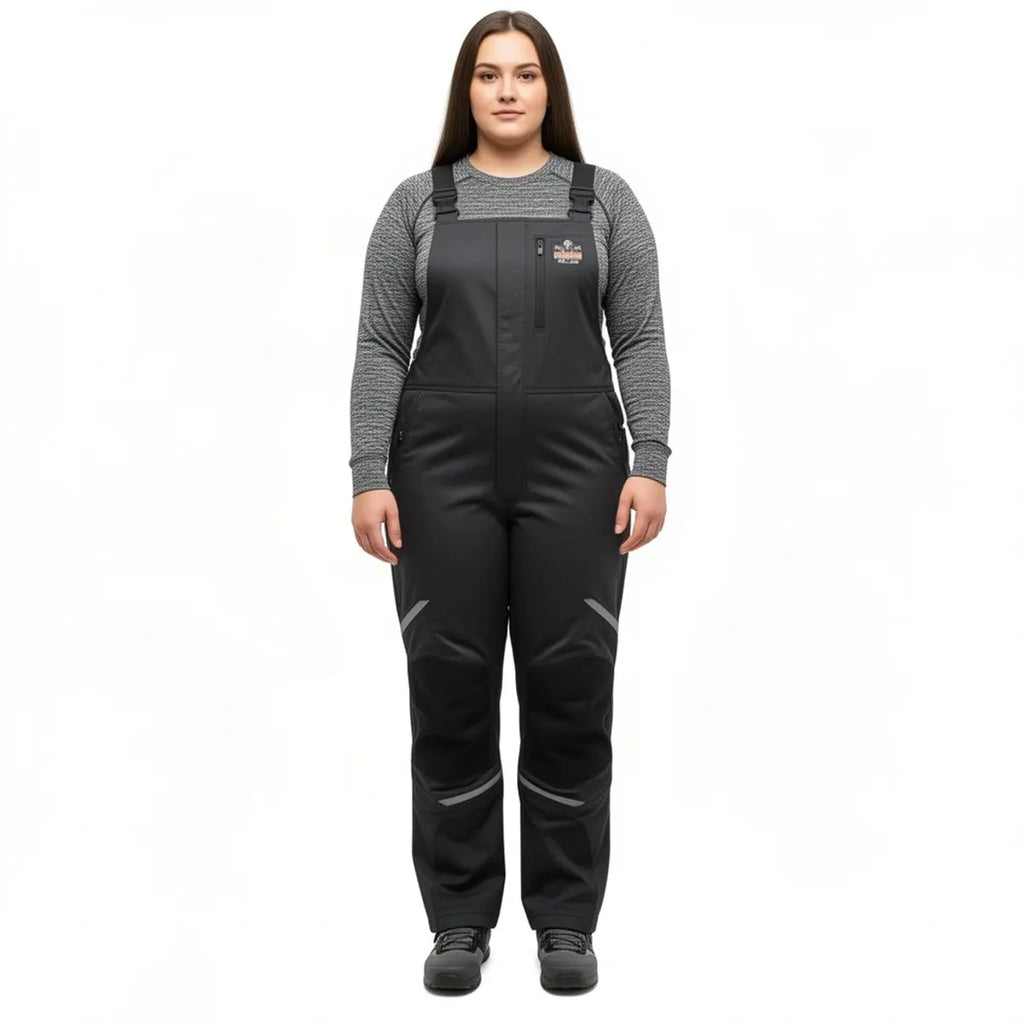 Men's Ergodyne N-Ferno 6471 Thermal Sleeveless Reflective Strips Bib Pants - Water-Repellent Nylon, Snap Closures, Full-Zip Legs, Elastic, Pockets, Removable PE Foam Knee/Shin Pads for Outdoor Work