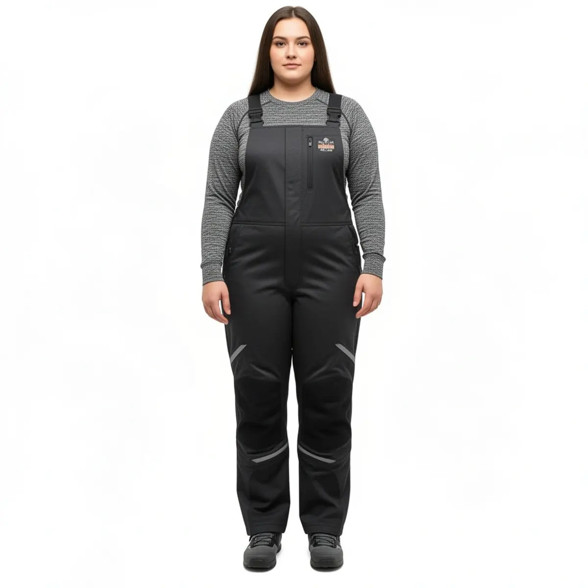 Men's Ergodyne N-Ferno 6471 Thermal Sleeveless Reflective Strips Bib Pants - Water-Repellent Nylon, Snap Closures, Full-Zip Legs, Elastic, Pockets, Removable PE Foam Knee/Shin Pads for Outdoor Work