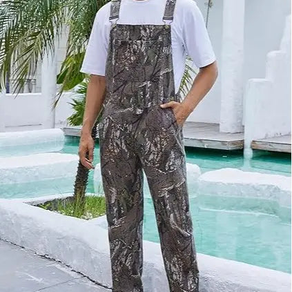 YUANBANG Stretchy Men's Camo Overalls Football Halloween Denim Camouflage Romper Fall Hunting Bib Turkey Season Gear Outdoor Fashion Pattern Coveralls Y2k Menswear Outfits Country Stuff Clothes Adjustable Straps Jumpsuit Winter Casual Pant Christmas Gifts