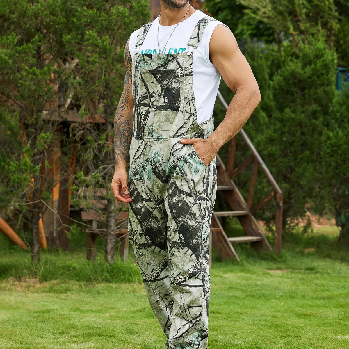 YUANBANG Stretchy Men's Camo Overalls Football Halloween Denim Camouflage Romper Fall Hunting Bib Turkey Season Gear Outdoor Fashion Pattern Coveralls Y2k Menswear Outfits Country Stuff Clothes Adjustable Straps Jumpsuit Winter Casual Pant Christmas Gifts