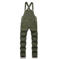 Men's Chic Solid Plain Military Green Cargo Pants - Adjustable Straps, Durable Fabric, Loose Straight-Leg, Year-Round Outdoor Casual Long Menswear Bottoms with Suspender Buttons, Multi-Size