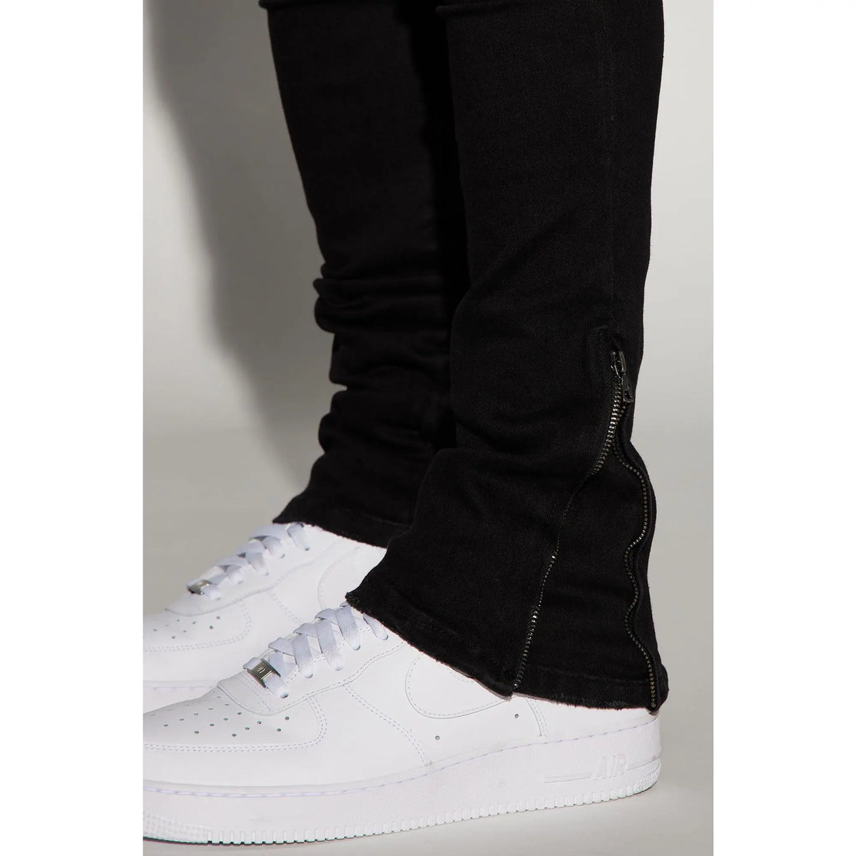 Convertible Stacked Skinny Flare Jeans - Black