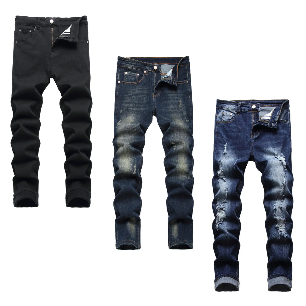 JUNBAOSS Men's Multi Pack Slim Fit Stretch Jeans Colored Skinny Jeans for Men, Distressed Straight Leg Casual Fashion Comfort Flex Waist Denim Pants, Menswear Classic Street Style Cotton Fabric Jean Natural Hipster Personalized Stylish Streetwear Jeans su