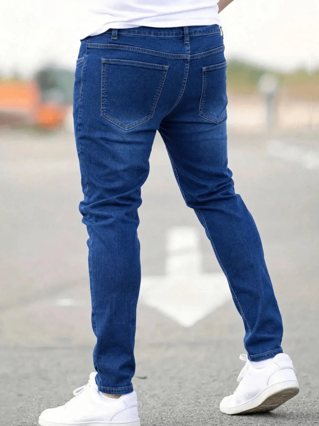 Men's Fitted Casual Solid Color Jeans, Casual Jean Style, Elastic Straight Leg Pants with Slant Pockets, Soft Cotton Fabric for All Seasons