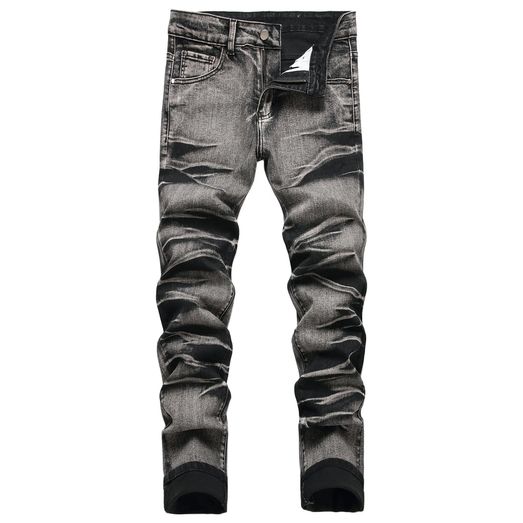 JUNBAOSS 2026 Fashion Mens Slim Fit Stretch Jeans Ripped Skinny Jeans for Men, Distressed Straight Leg Casual Comfort Flex Waist Denim Pants, Menswear Classic Street Style Cotton Fabric Jean Natural Hipster Personalized Stylish Trouser Jeans with Pockets