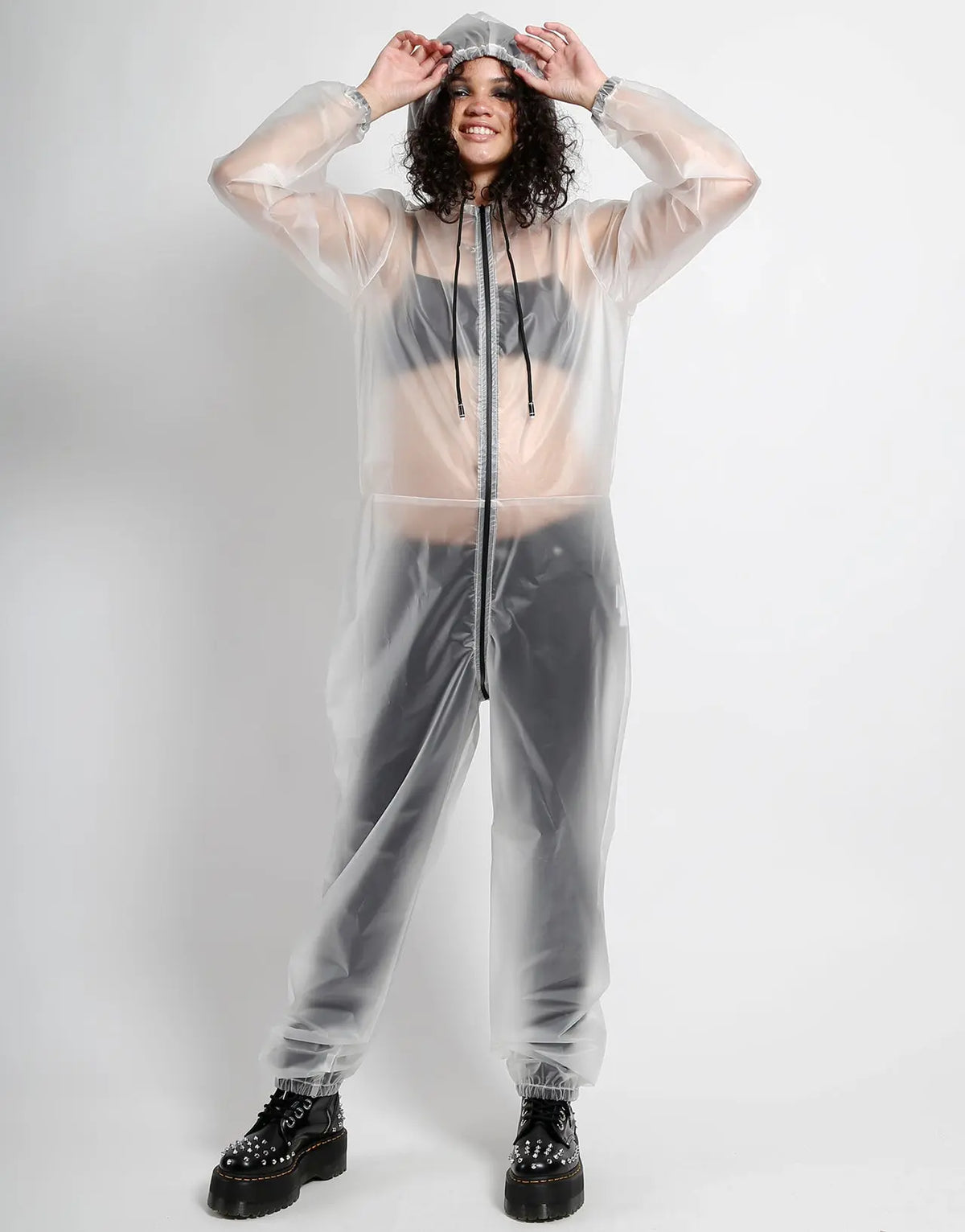 Men's Unisex Sizes Transparent Overalls - Thermoplastic Zipper-Closure Jumpsuit, Hand Wash Only, for Casual Daily Wear, Show Your Drip