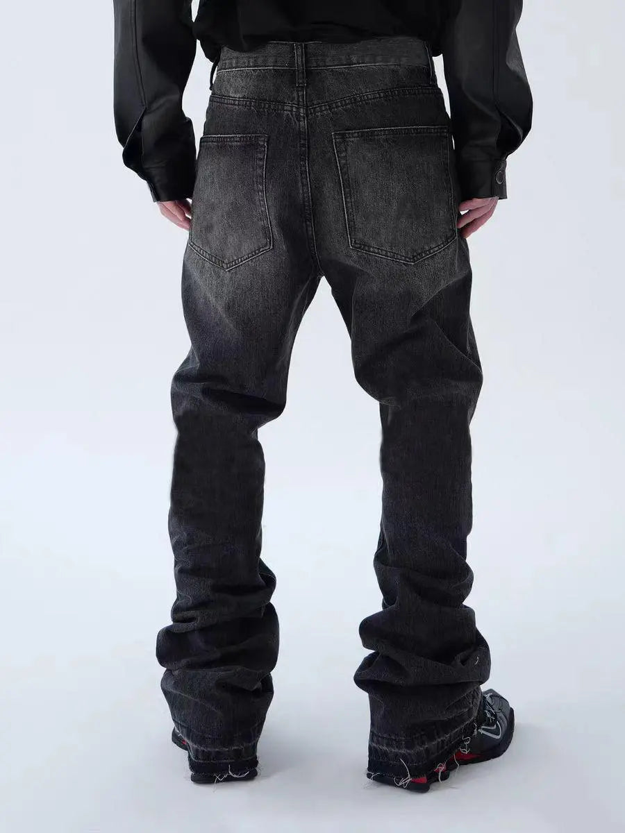 New Men Speckle ink Printed Loose Straight Jeans Pants Streetwear Men's High Quality Stylish Solid Denim Trousers Midrestock