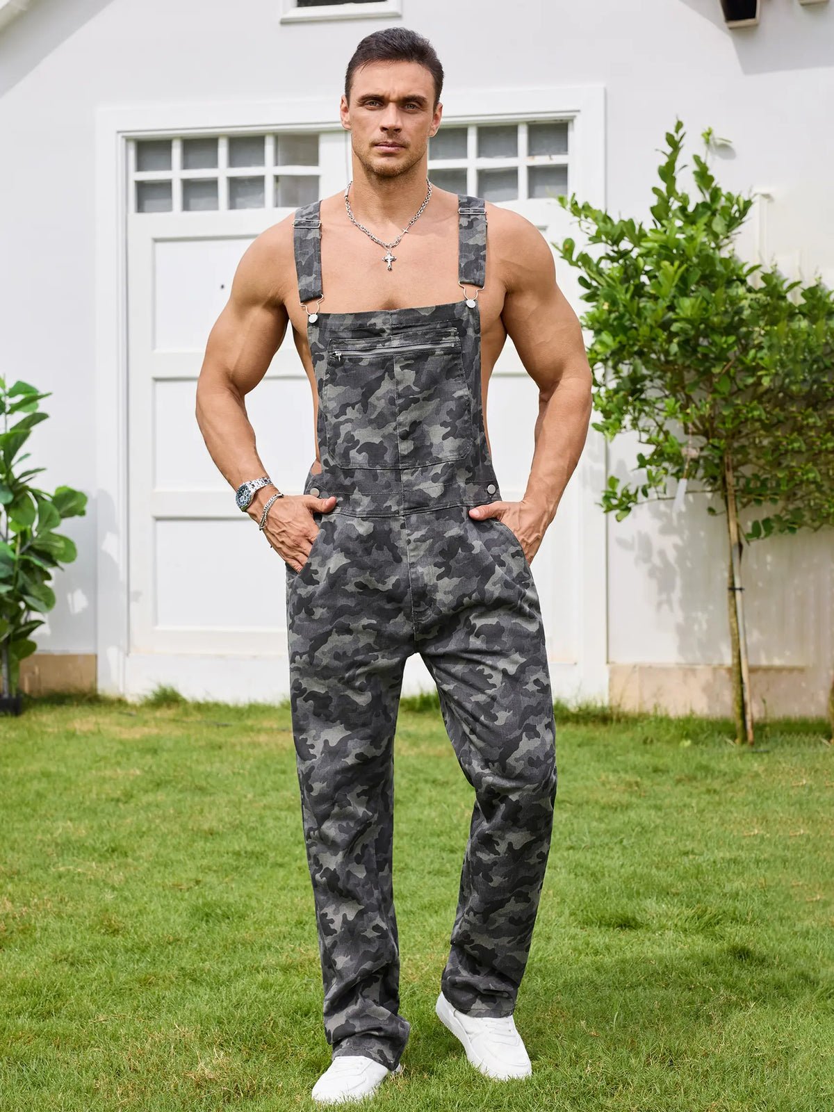 YUANBANG Stretchy Men's Camo Overalls Football Halloween Denim Camouflage Romper Fall Hunting Bib Turkey Season Gear Outdoor Fashion Pattern Coveralls Y2k Menswear Outfits Country Stuff Clothes Adjustable Straps Jumpsuit Winter Casual Pant Christmas Gifts