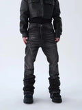 New Men Speckle ink Printed Loose Straight Jeans Pants Streetwear Men's High Quality Stylish Solid Denim Trousers Midrestock