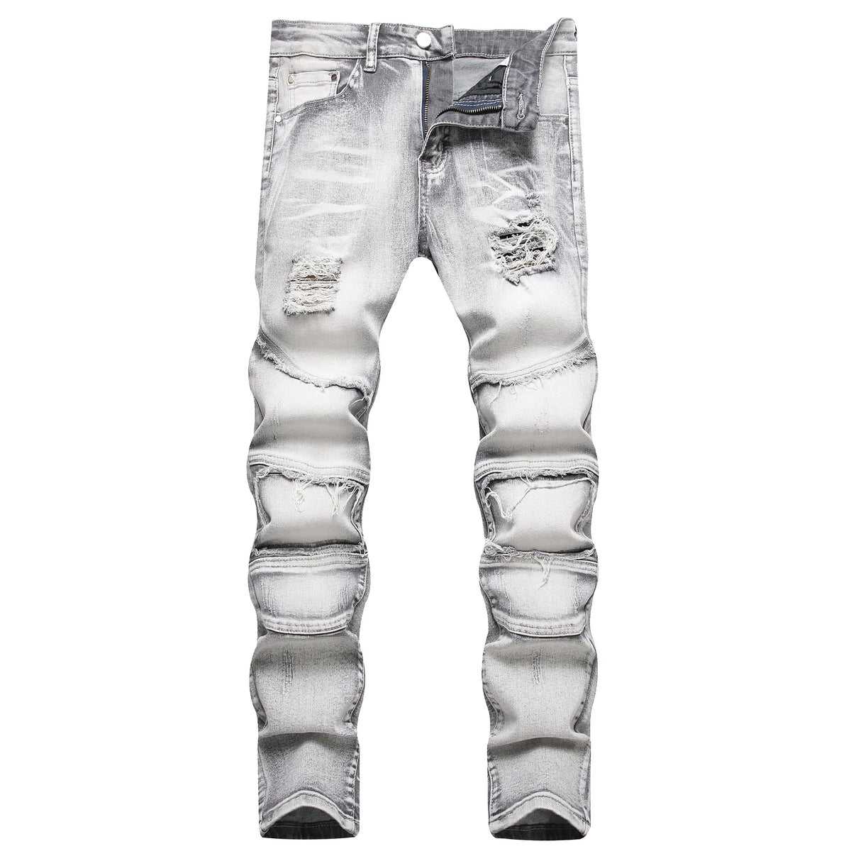 JUNBAOSS 2026 Fashion Mens Slim Fit Stretch Jeans Ripped Skinny Jeans for Men, Distressed Straight Leg Casual Comfort Flex Waist Denim Pants, Menswear Classic Street Style Cotton Fabric Jean Natural Hipster Personalized Stylish Trouser Jeans with Pockets