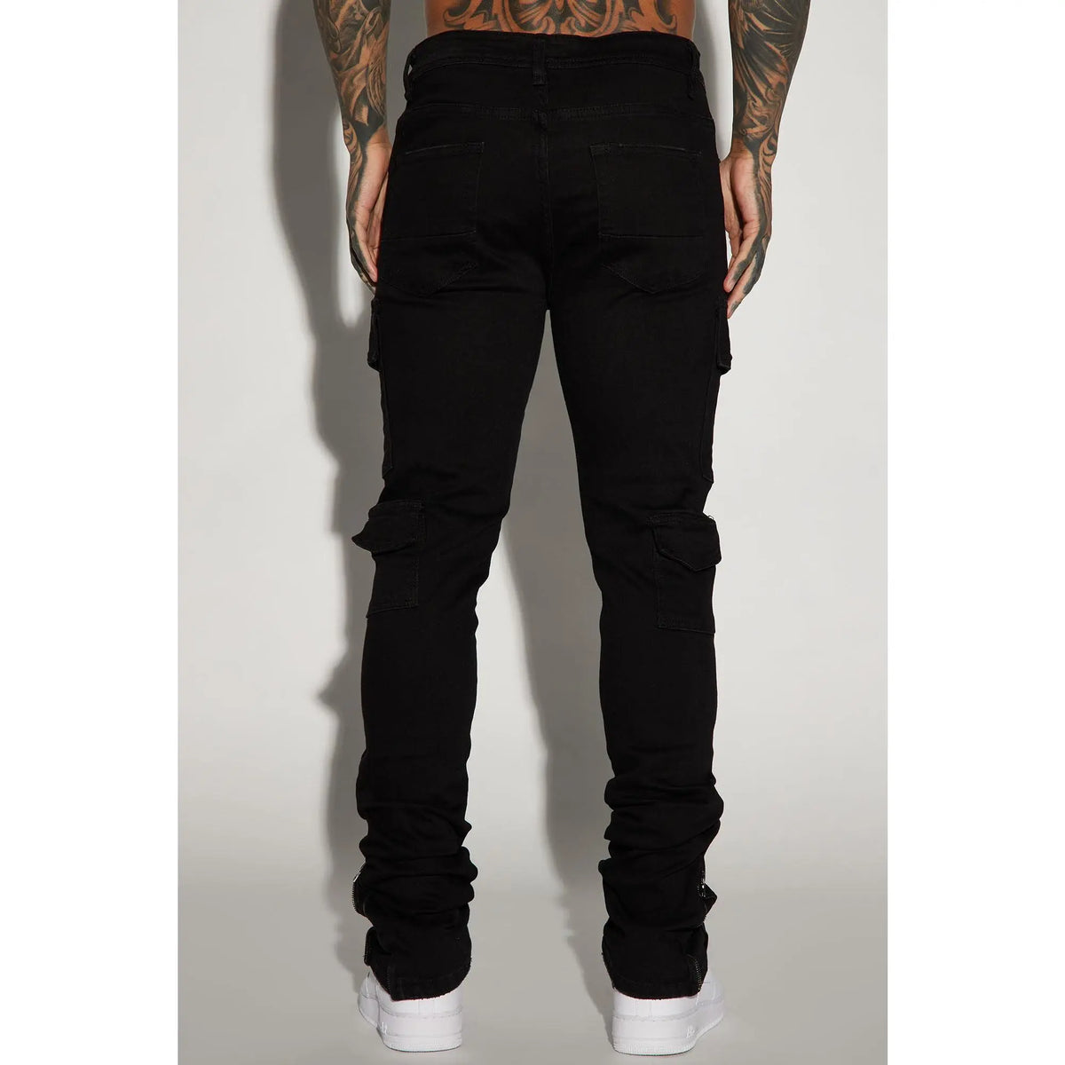 Convertible Stacked Skinny Flare Jeans - Black