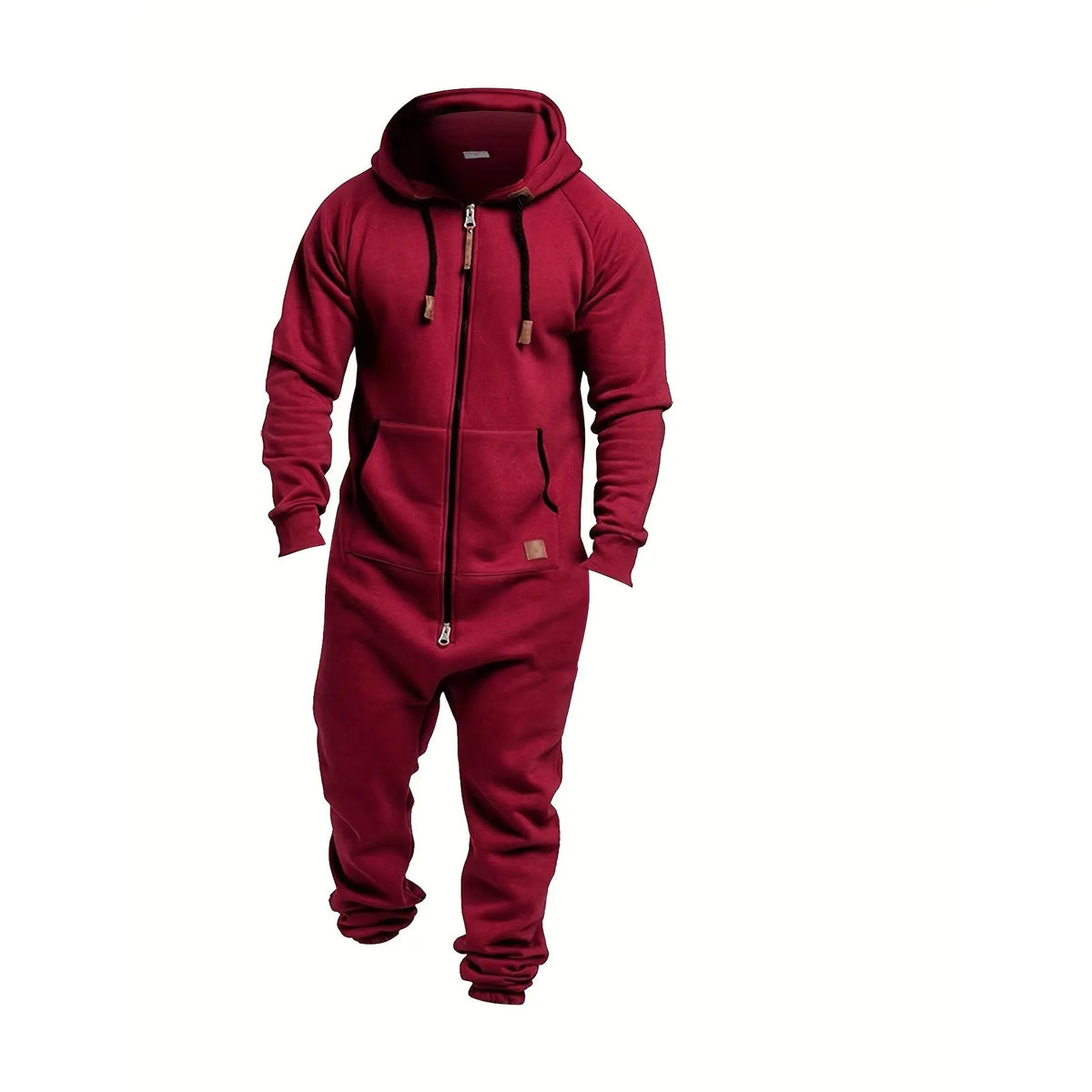 Men's Solid Hooded Wool-Polyester Knitting Sports Jumpsuit - Full-Length, Loose-Fit, Zip-Closure, Hand-Washable/Dry Clean, M/XXL Winter Casual Outdoor Wear
