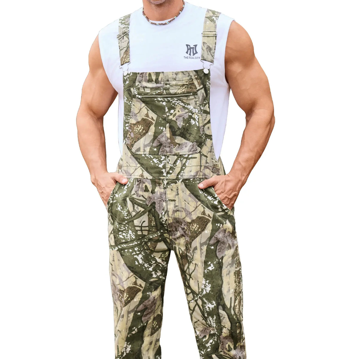 YUANBANG Stretchy Men's Camo Overalls Football Halloween Denim Camouflage Romper Fall Hunting Bib Turkey Season Gear Outdoor Fashion Pattern Coveralls Y2k Menswear Outfits Country Stuff Clothes Adjustable Straps Jumpsuit Winter Casual Pant Christmas Gifts