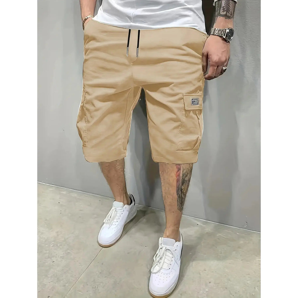 3-Piece Men's Shorts Set - Brown Black & Green - Slanted Pockets - 3-Piece Bottoms for Everyday Use Menswear Overalls shorts men ,Perfect for Street Style, Skateboarding, and Camping