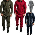 Men's Fleece-Lined Jumpsuit - Hooded Long Sleeve Full-Zip Overalls with Kangaroo Pockets| Winter Workwear, Thermal Coverall, Outdoor Work Suit, Heavy Duty Overalls, Cold Weather Gear