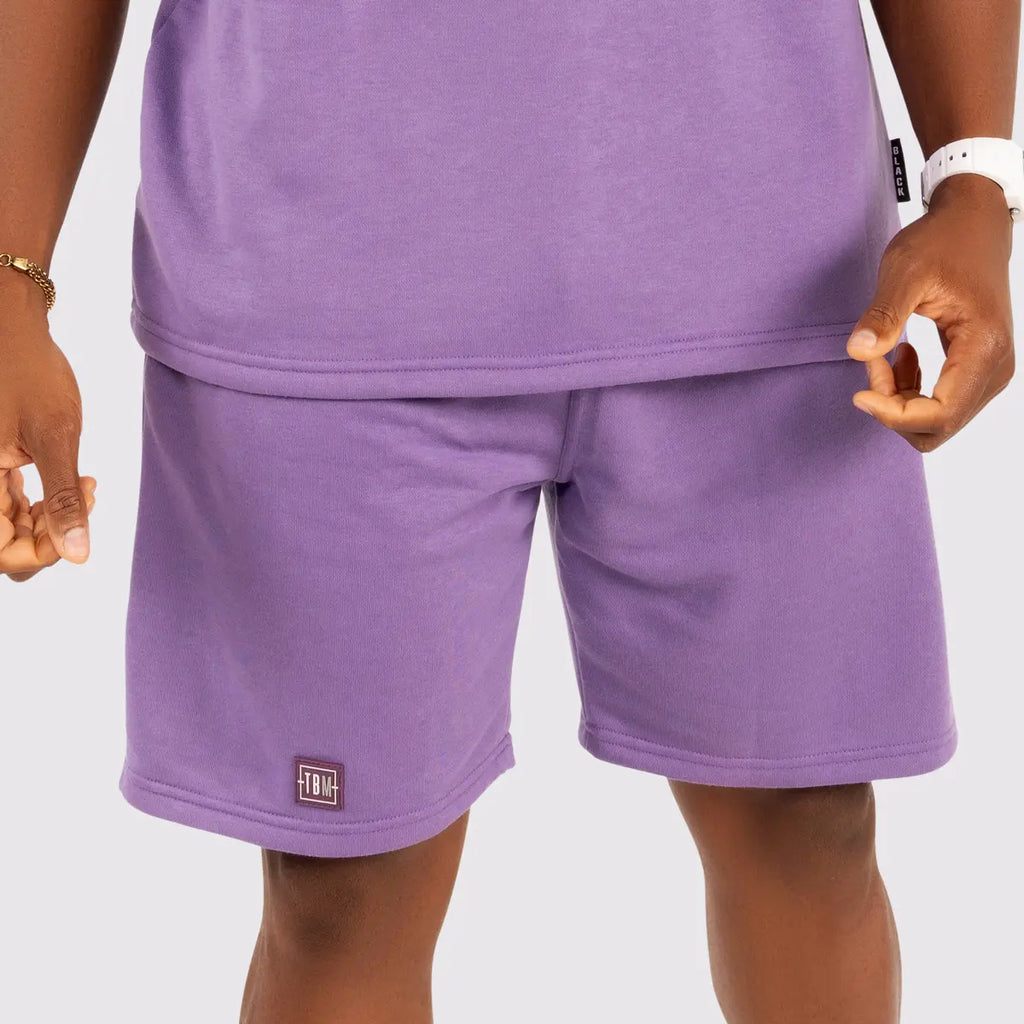 Summertide Bliss Men's Shorts, Old Lavender 100% Cotton Casual Plain Matching Sweat Shorts Set Athleisure Outfit Clothing Menswear