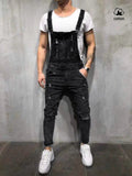 Men's Vintage Aesthetic Classic Denim Overalls with Pockets, Fitted Blue Jumpsuit, Casual Versatile Distressed Design, Perfect for Urban Style, Parties, Streetwear, Menswear Natural, Denim Bib Coveralls