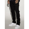 Convertible Stacked Skinny Flare Jeans - Black