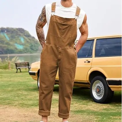 WIRDATRD Overalls for Men Fashion Coveralls Work Utility Denim Women Bib Jumpsuit with Pockets, Menswear, Outwear