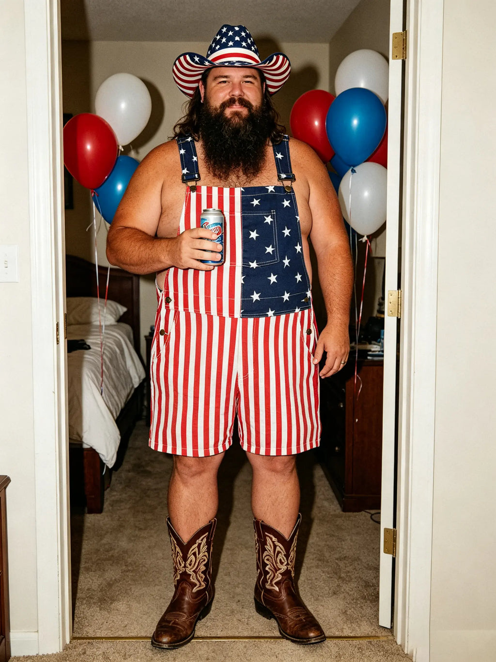 YUANBANG Plus Size 4th of July American Flag Overalls for Men USA 250th Anniversary Shorts Stretchy Denim Romper Memorial Day Coveralls Patriotic Gifts Summer Wins Wear Independence Day Jumpsuits Fashion Father's Day BBQ Outdoor Menswear